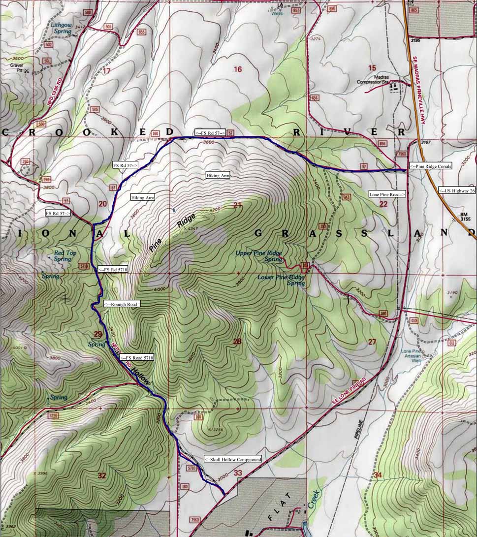 Pine Ridge Map, Crooked River National Grasslands