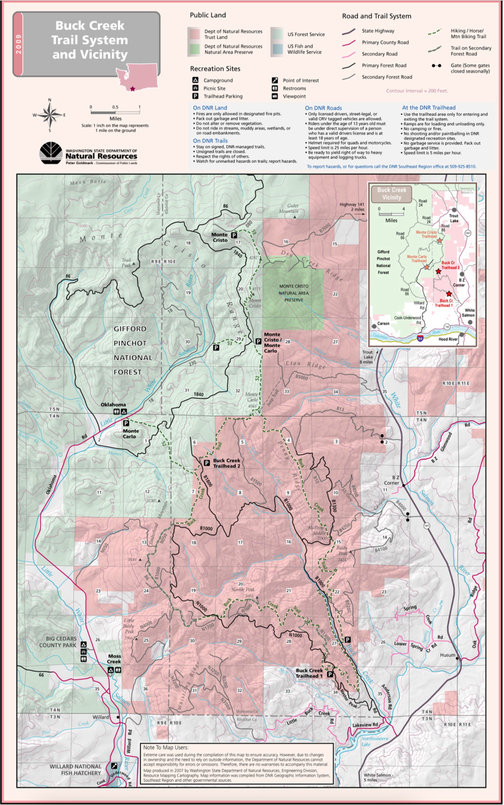 WA DNR Map of the Buck Creek Trail System